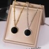 Black Pendant Necklace (round) Black Pendant Necklace