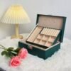 Leather Jewelry Box - Green Leather Jewelry Box - Green