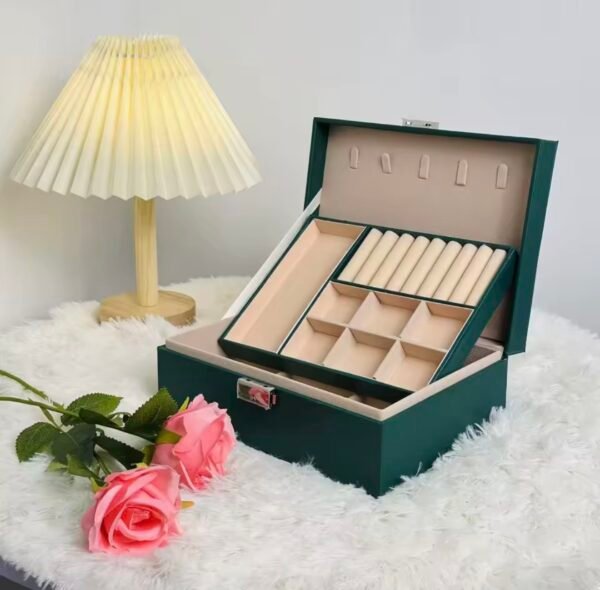 Leather Jewelry Box - Green Leather Jewelry Box - Green