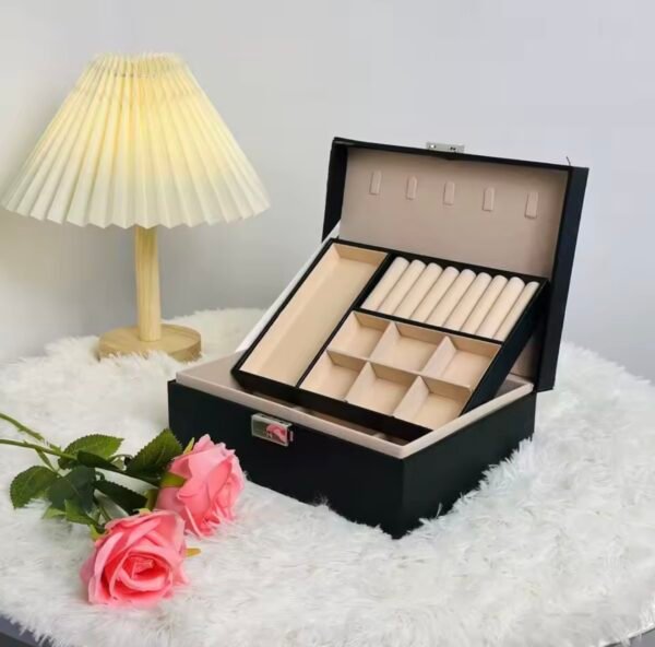 Leather Jewelry Box - Black Leather Jewelry Box - Black